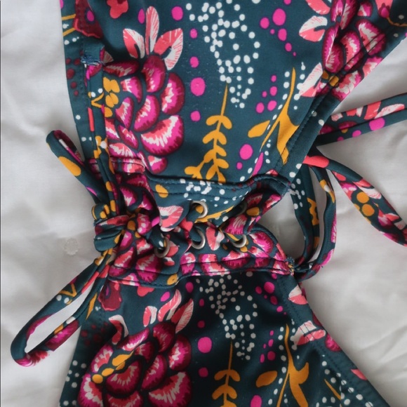 Xhilaration Lace Up Bralette Bikini Top Jade Green - Picture 9 of 11